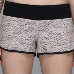 Black Lululemon Speed Short with pink dottie dash band
